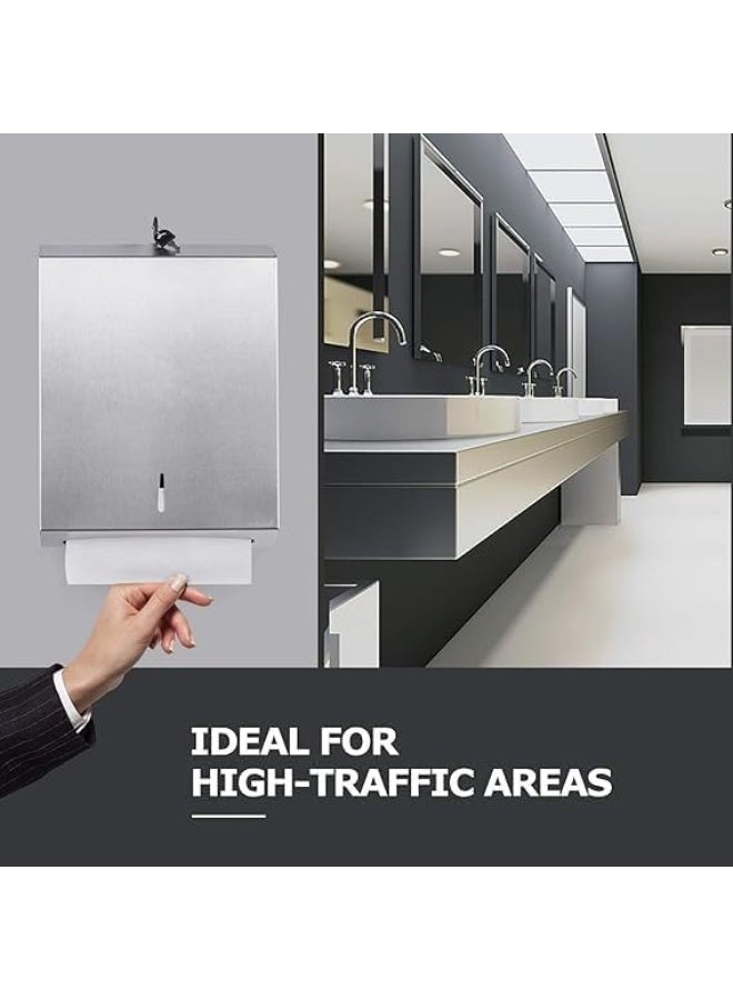 ALMIFTAH ALMIFTHA Paper Towel Dispenser Wall Mount Commercial C Fold Multi Fold Tri Fold Touchless Hand Towel Dispenser with Lock Stainless Steel - Image 4